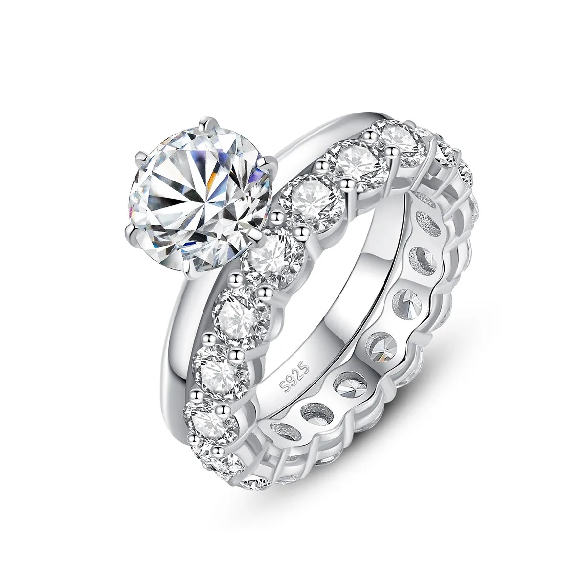 

S79 moissanite Ring set for Women 1CT/1.5CT/2CT/3CT/5CT 925 Sterling Silver White Gold Color Engagement Wedding set