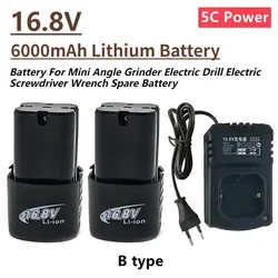16.8V 6000mAh Rechargeable Lithium 5C Power Battery for Mini Angle Grinder Electric Drill Electric Screwdriver Spare Battery