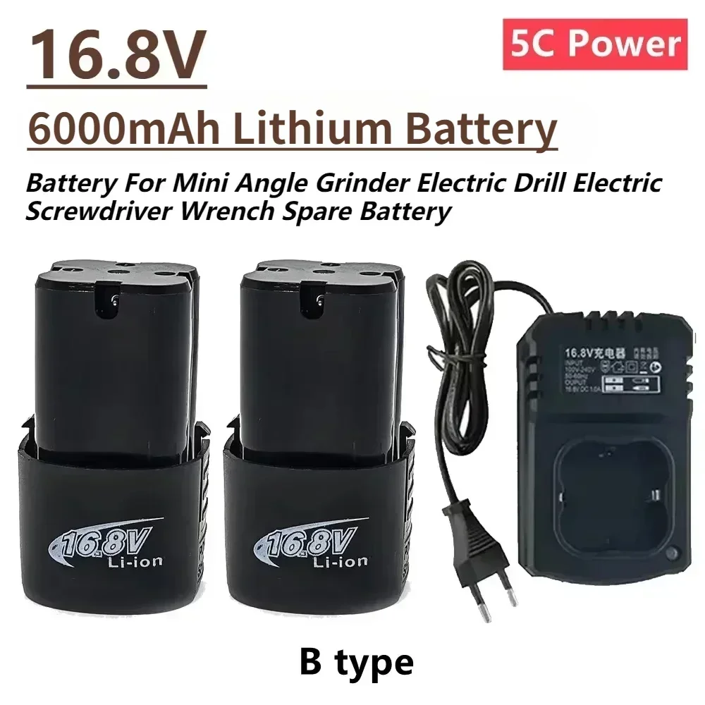 16.8V 6000mAh Rechargeable Lithium 5C Power Battery for Mini Angle Grinder Electric Drill Electric Screwdriver Spare Battery