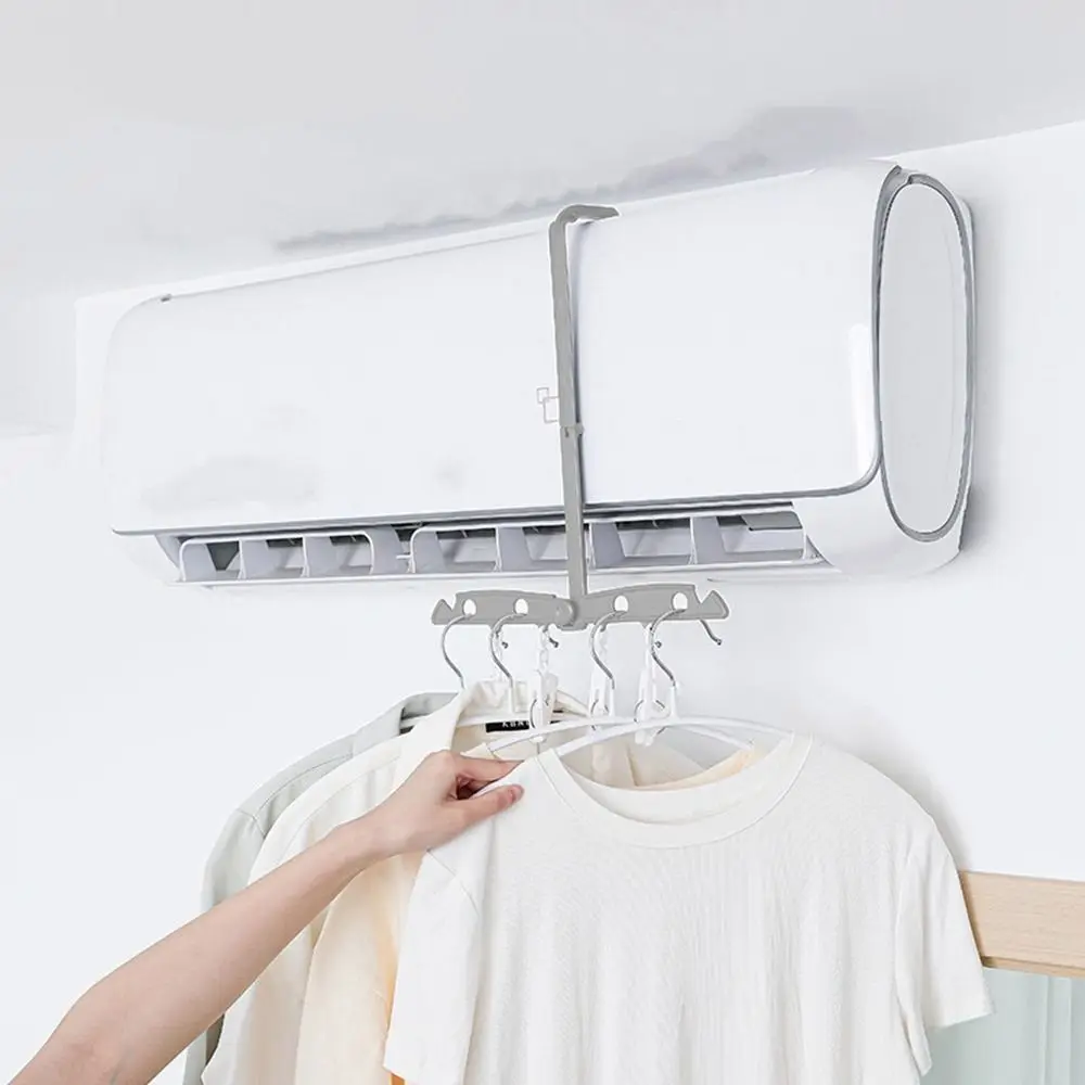 

Creative Plastic Air-conditioning Hanging Clothes Racks Hanging Foldable Clothes Drying Hanger with Holes Laundry Rack Dorm