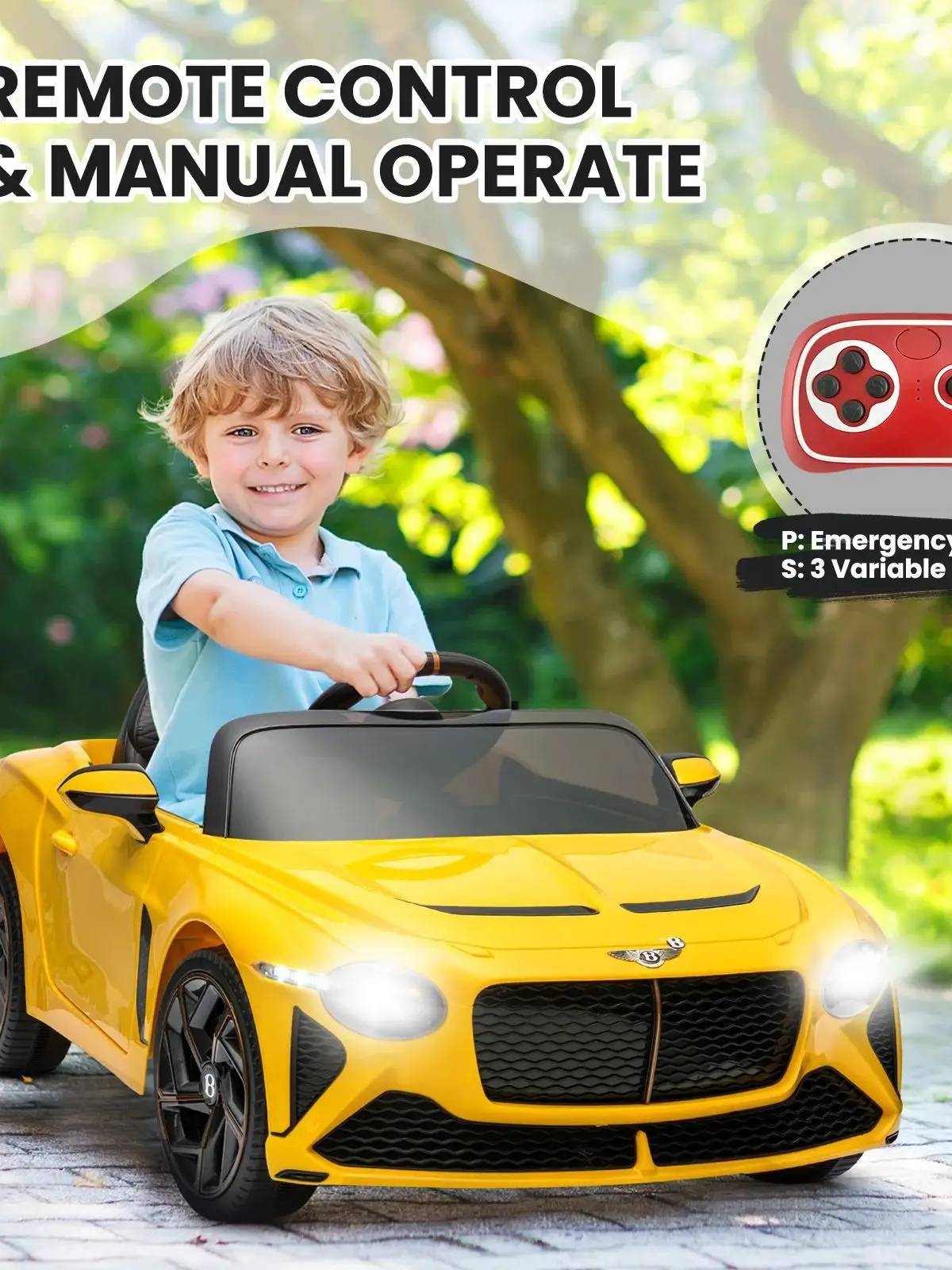 12V ride-on auto voor kinderen elektrische auto kinderen 3-8 jaar met kinderveiligheid, schaaldeur, ophanging, 3 snelheden, LED-verlichting, hoorn - afbeelding 2