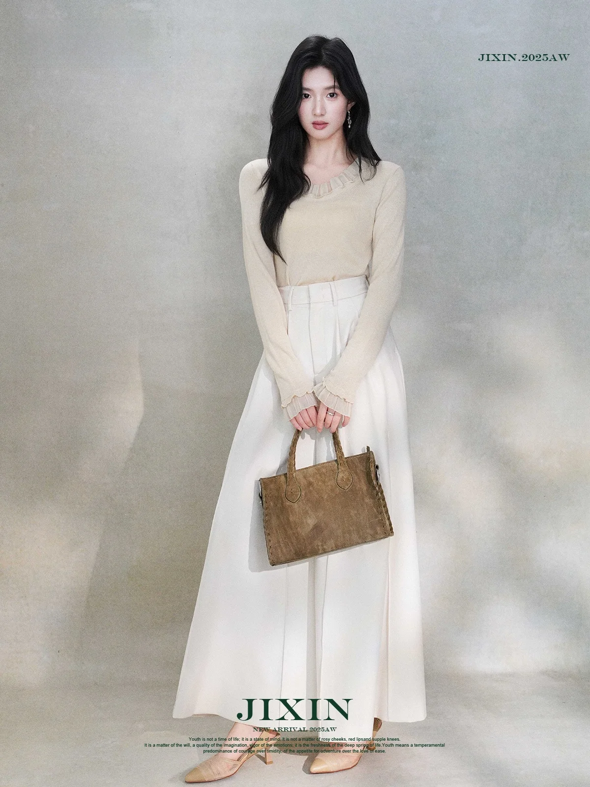 

French Sle Wool Knitted Lace Trim Base irt Women's Autumn Winter Unique Beautiful Top Layering irt Girl's Long Sve r...