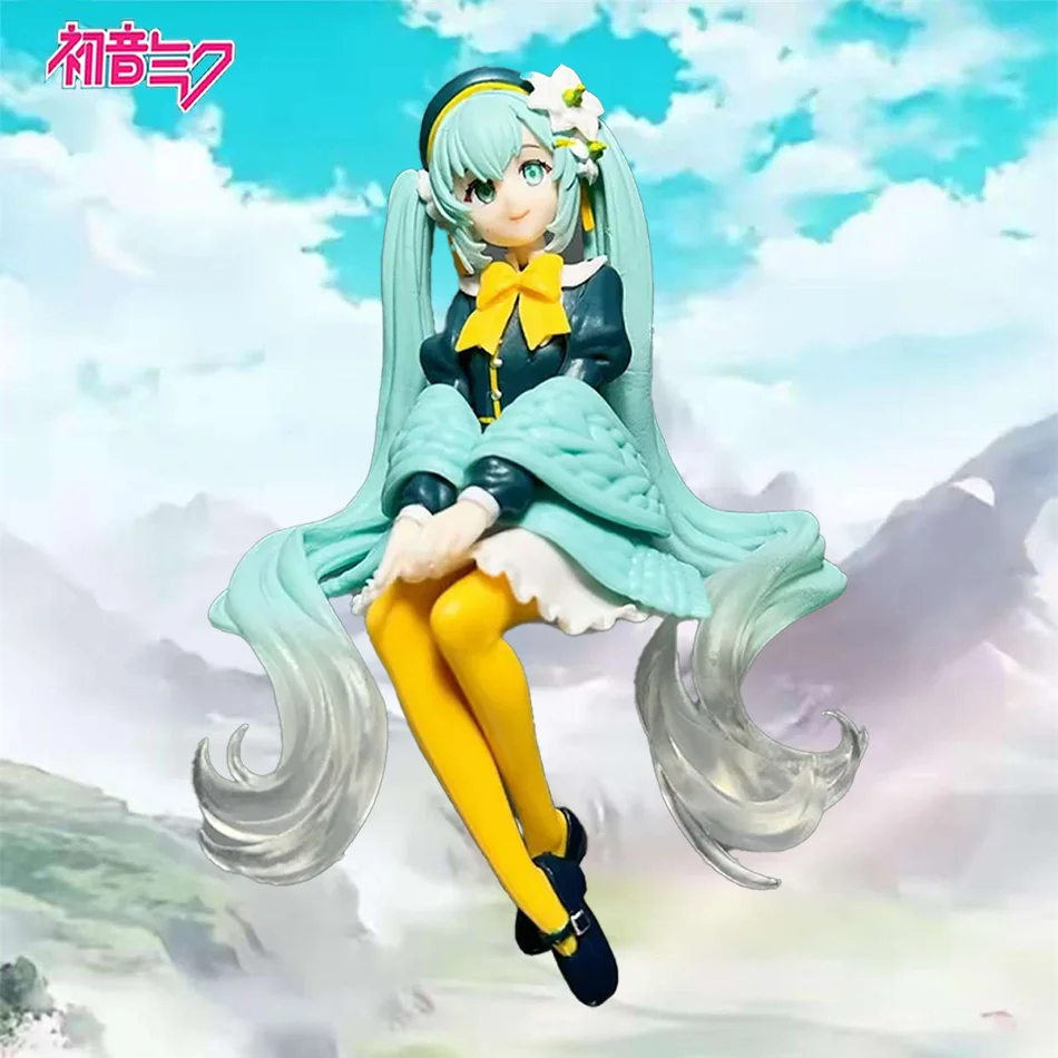 15CM Anime Hatsune Miku Figure Lily Fairy Seated Pressed Instant Noodles Anime Model Toy Gift Collection Decorative Ornament PVC