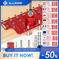 Allsome Shelf Concealed Hinge Jig , Aluminum Alloy Shelf Pin Drilling Jig with 35mm Hole Drill Bits, Cabinet Hardware Jig