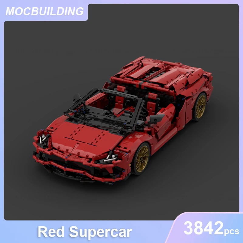 

Red Supercar Model MOC Building Blocks DIY Assemble Bricks Educational Creative Transportation Collection Toys Gifts 3842PCS