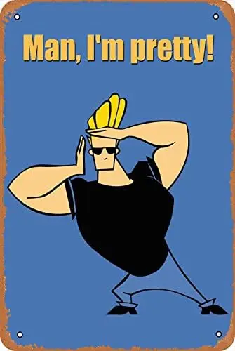 NIUMOWANG Johnny Bravo Pretty Artwork Tin Poster 12 X 8 Inches