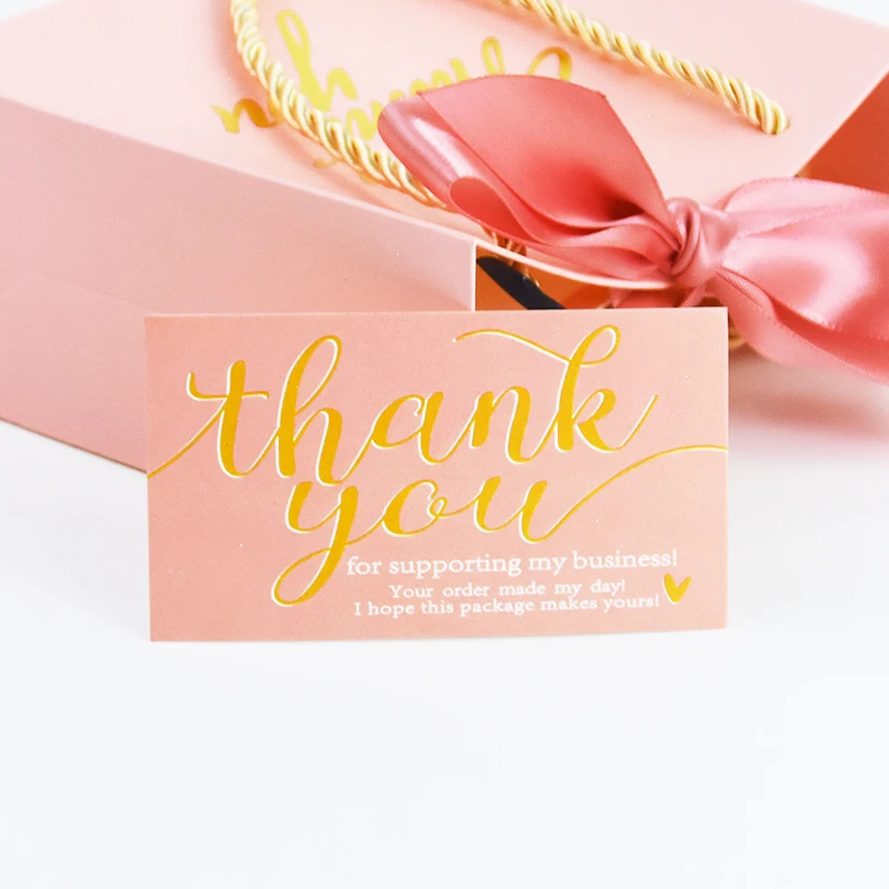 50 Pcs Thank You For Supporting My Small Business Black Pink Appreciate Cards Greeting Postcard Decor For Online Retail Shopping