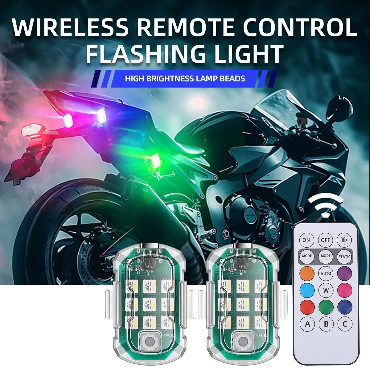 Wireless LED Drone Strobe Light RGB for UTV ATV Van Motorcycle Car Bike with Remote Control Flash Warning Light Signal Light