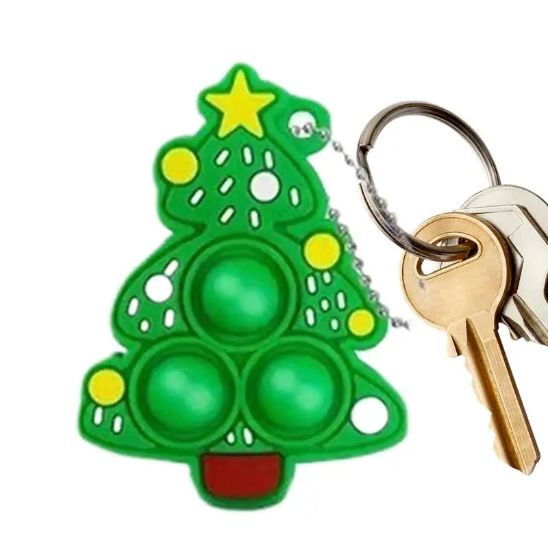 크리스마스 테마 가방 펜던트 휴대폰 참 팝 버블 게임 지갑 참 실리콘 키체인 선물, 스트레스 해소 키링 장난감