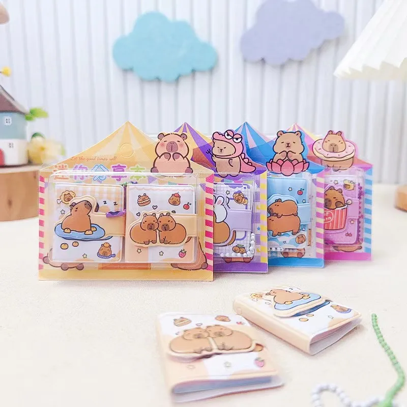 4 styles Capybara Anime Mini Notebook Set Cartoon Portable Hand Account Book Kids School Stationery Birthday Gif