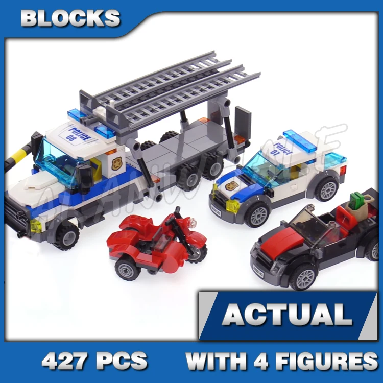 427pcs City Cop Auto Transport Heist Crooks Motorbike Car Barrier 10658 Building Blocks Set Bricks Compatible with Model