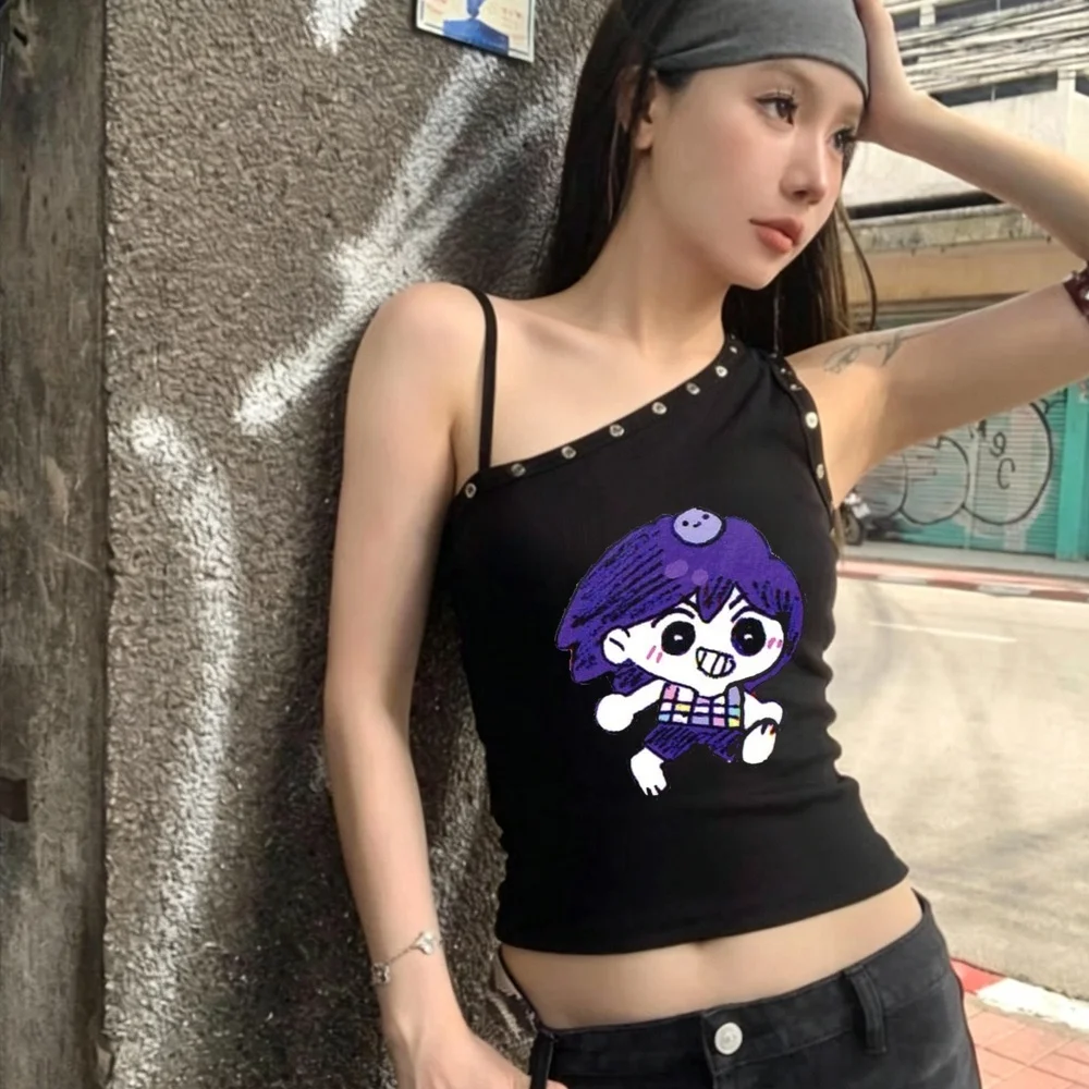 Omori cropped top ladies baddie gothic graphic manga summer t shirt alternative  party dollette harajuku