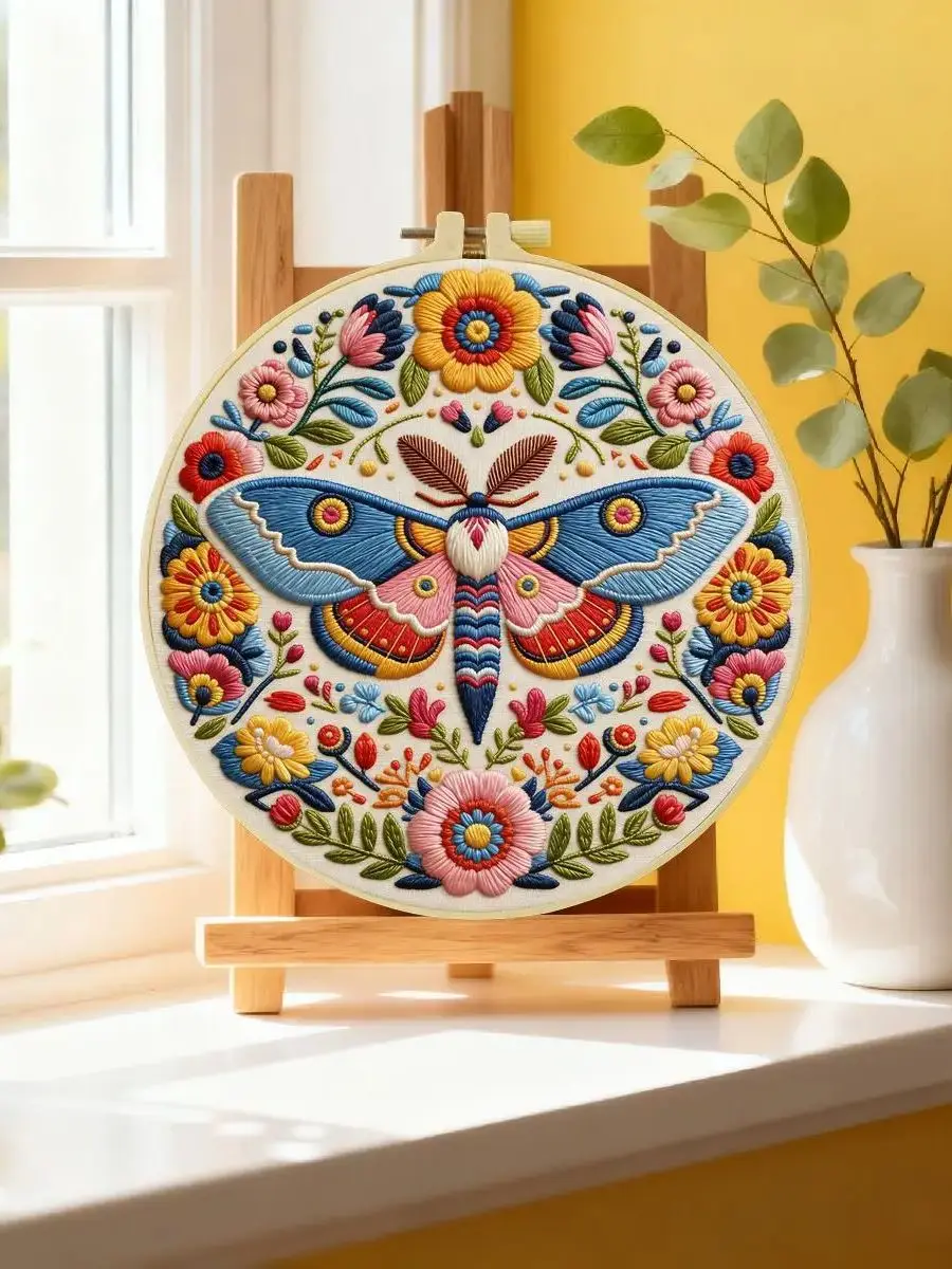 1 Stück 20X20CM/15X15CM 7,87/6,3 Zoll Tier - Schmetterling Stickerei Starter-Kit DIY-Kit DIY Stickerei-Set Handarbeiten – Detail 6