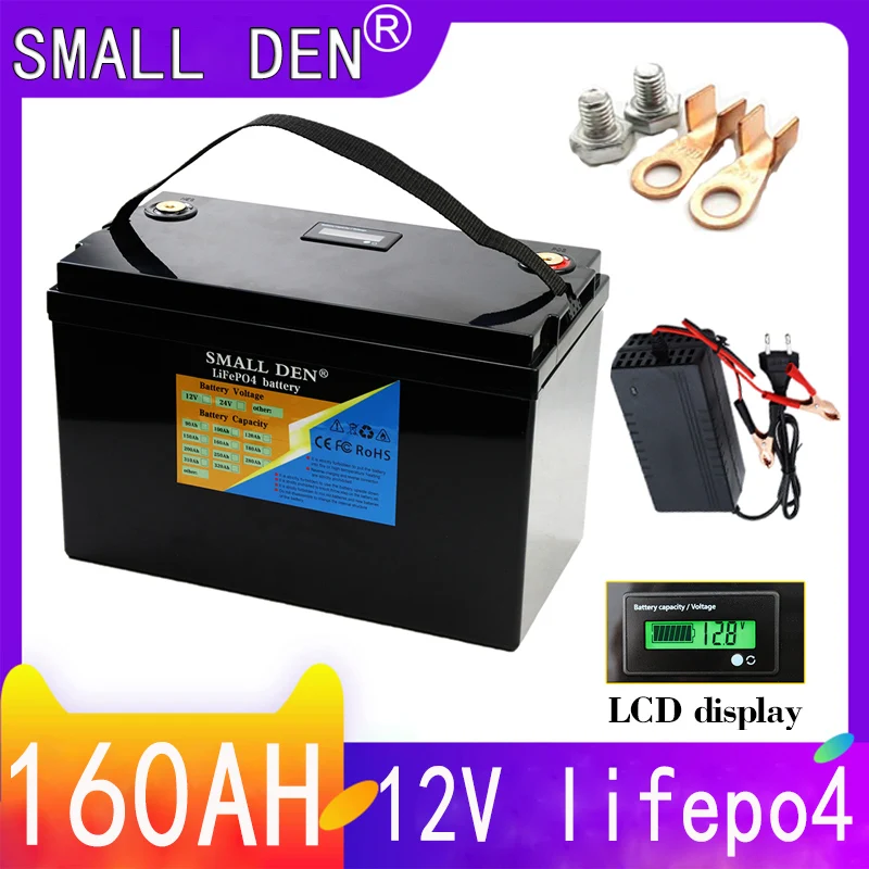 

New 12V 24V 35AH 60ah 100ah 160ah Lifepo4 battery pack with built-in BMS electric boat car starting solar rechargeable battery