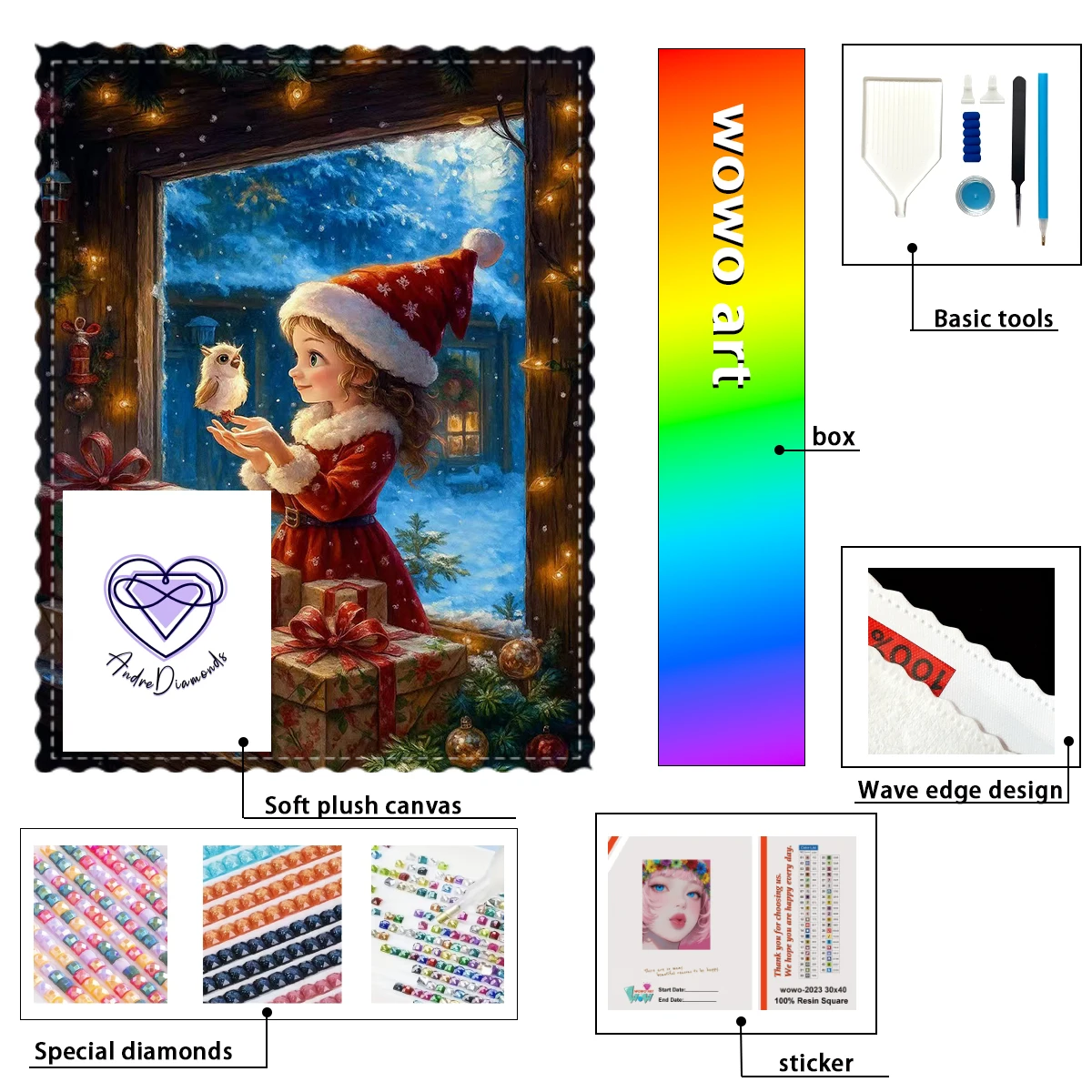 

【Andre Diamond Art】Christmas girl and little bird Resin FD &AB &CR are dazzlingly intertwined With flocking cloth as the base