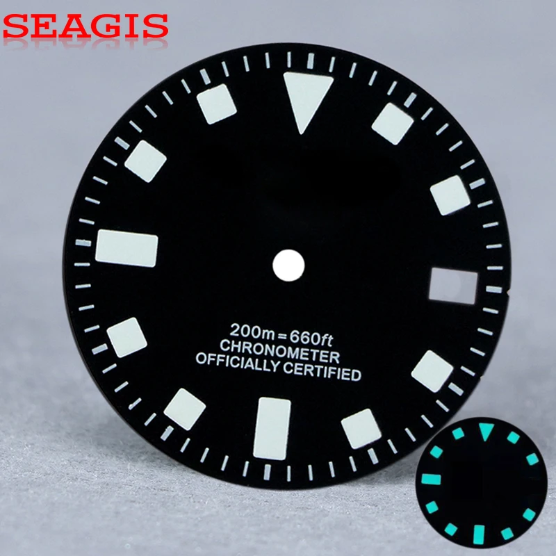 

28.5mm dial NH35 Retro Matte black Matte blue BGW9 Lume Skx007 Date No Logo