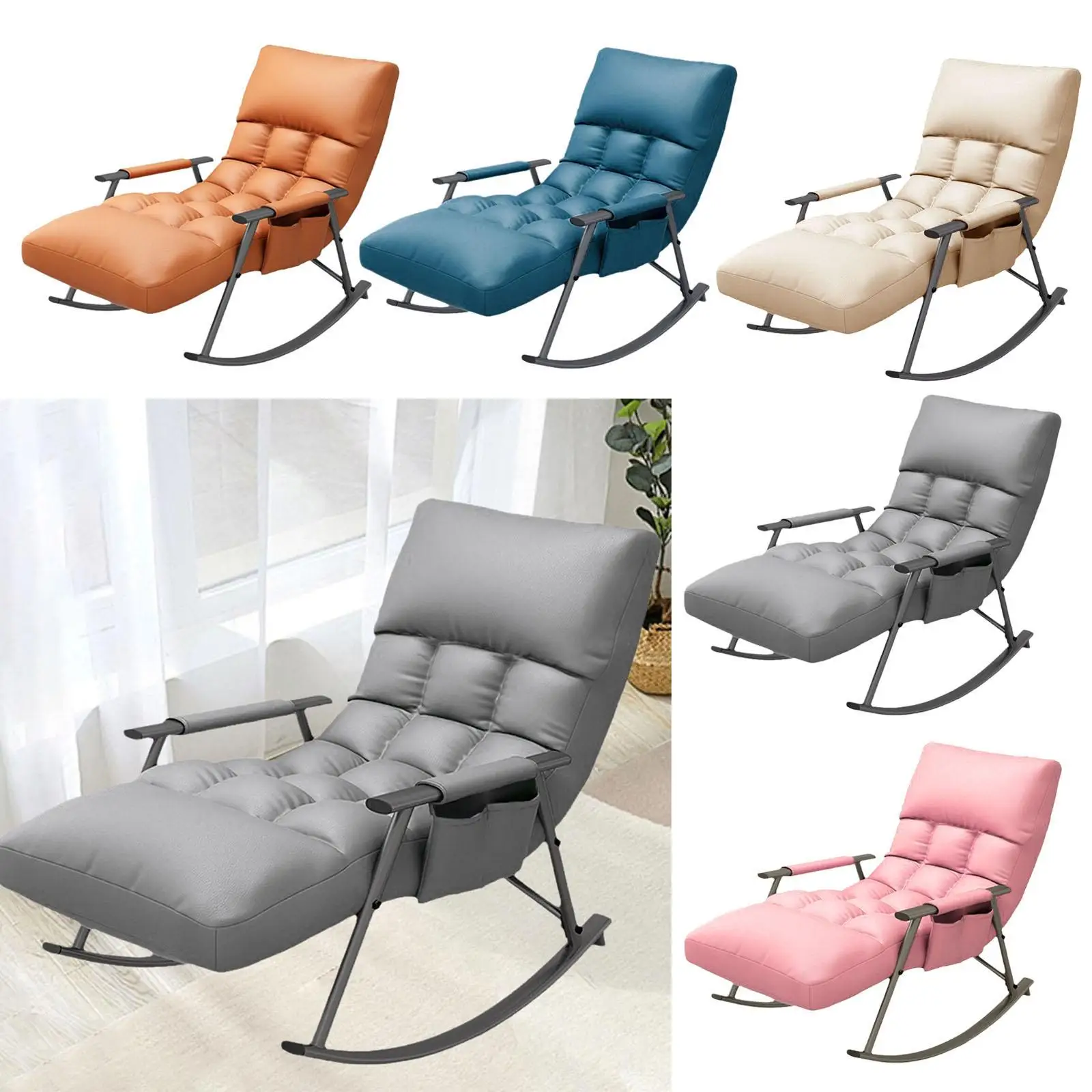 Rocking Chair Lazy Sofa Casual Reading Chair Portable Versatile Accent Chair Armchair for Balcony Garden Office