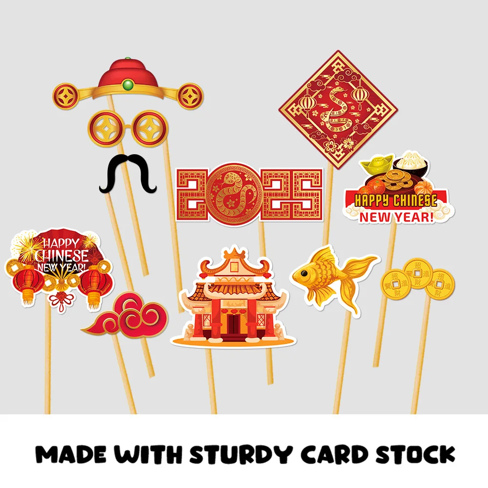 Chinese New Year Photo Props Chinese Elements Handheld Photo Props Chinese Spring Festival Party Photo Frame 2025 New Year