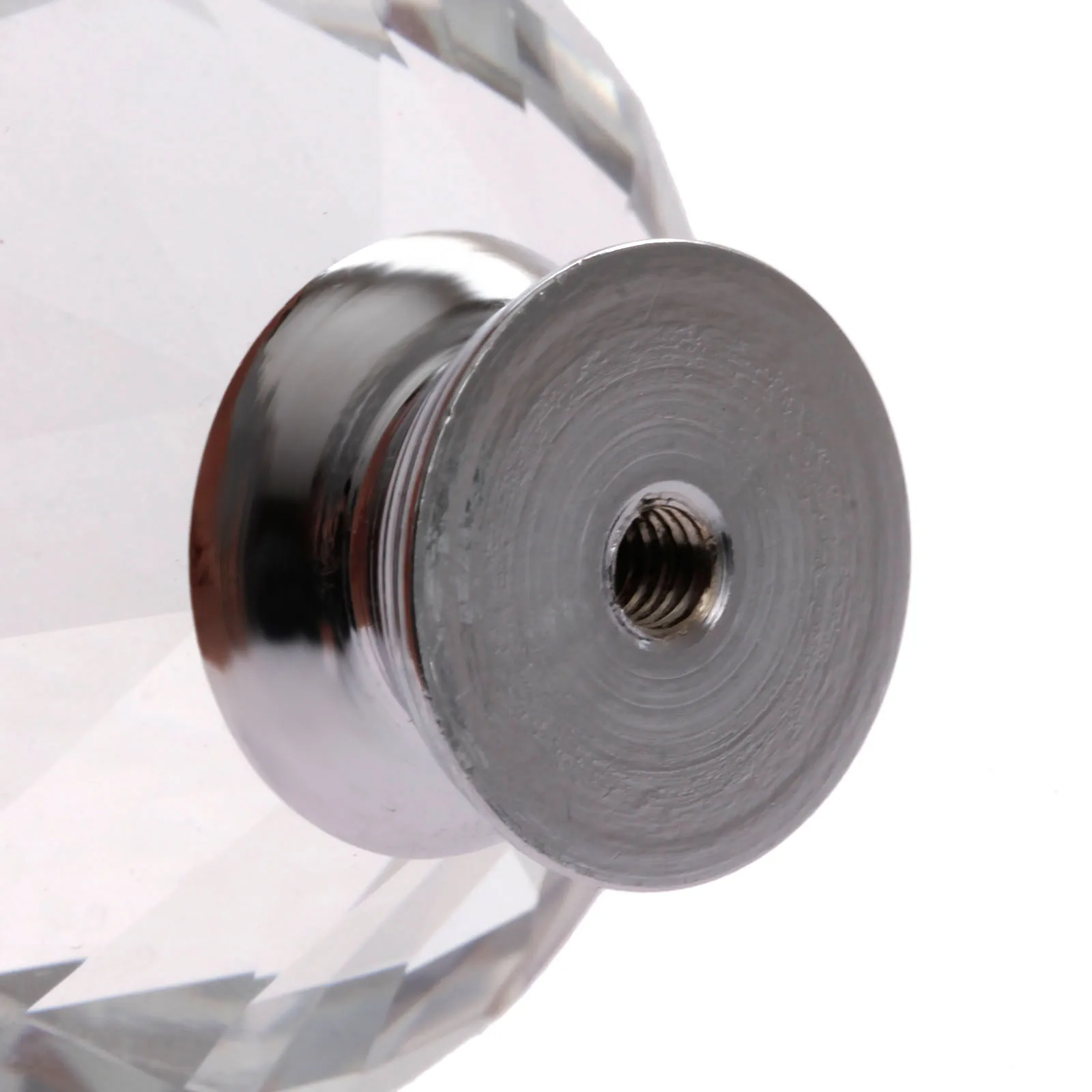 40mm Diamond Shape Clear Crystal Glass Knob For Drawer Cabinet For Different Thickness Planks With Screws Gasket Durable 1PC