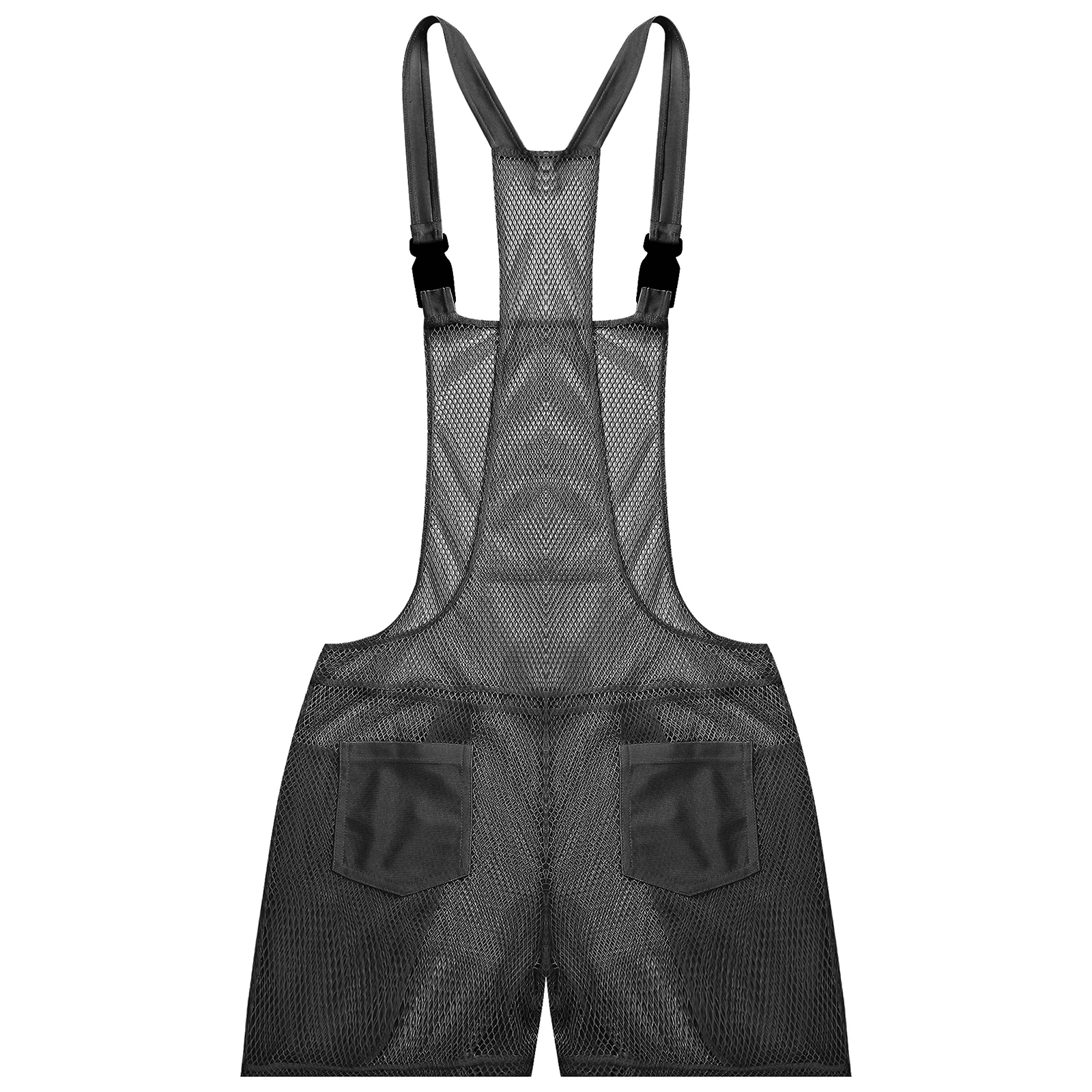 بذلة رجالية مجوفة من شبكة صيد السمك ، شبكة صيد السمك ، أحزمة كتف بإبزيم ، بدلة مثيرة للجمباز ، ملابس نوم للياقة البدنية ، ملابس النادي #5