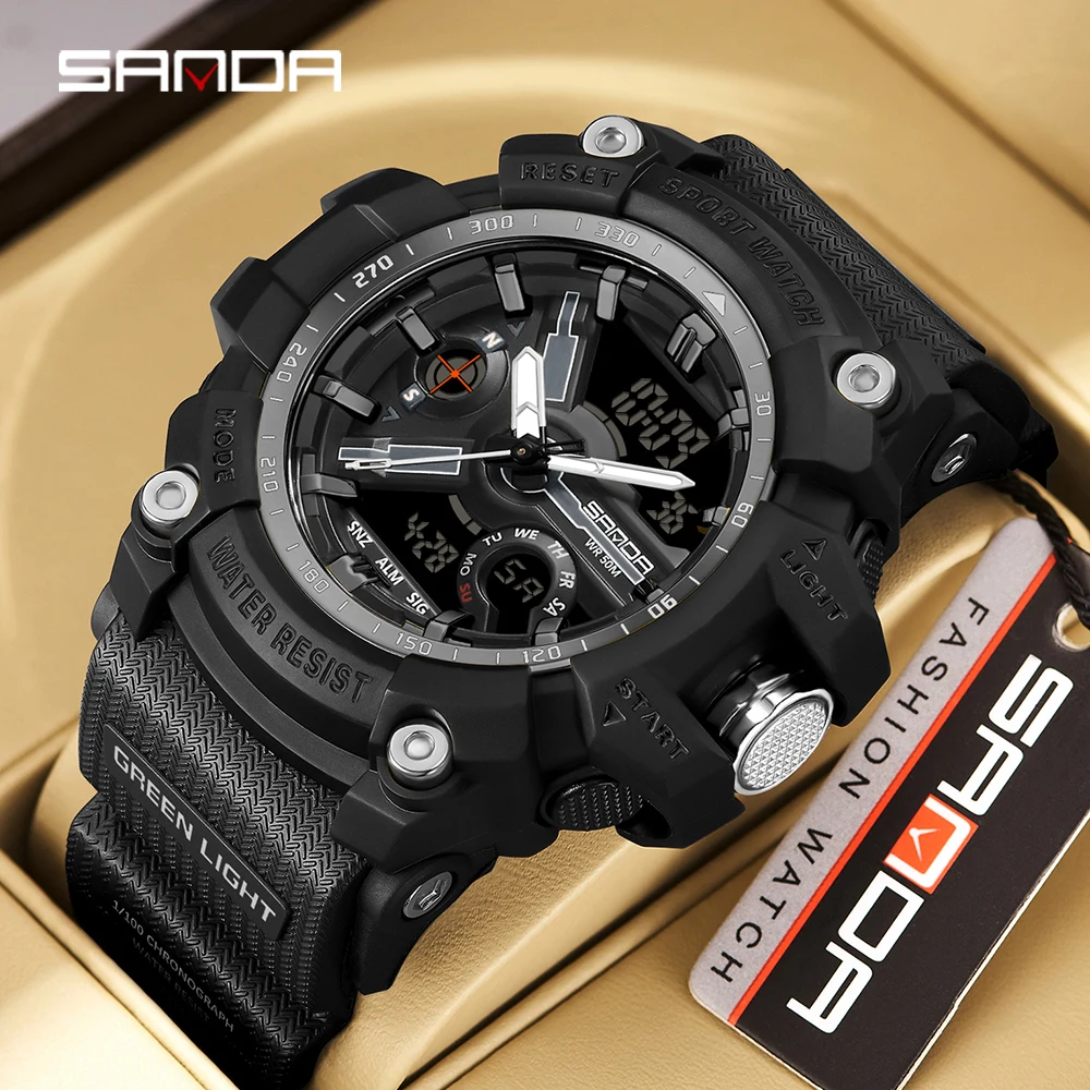 SANDA 3179 New Sports Men's Watches 2025 Military Digital Watch Waterproof Wristwatch for Male Clock shock relogios masculino