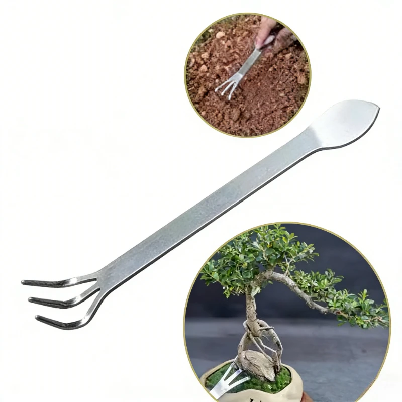 1Pc Stainless Steel 3 Claws Loosen Handheld Rustproof Gardening Tool Ergonomic Handle Bonsai Potted Plants Soil Loosening Tool