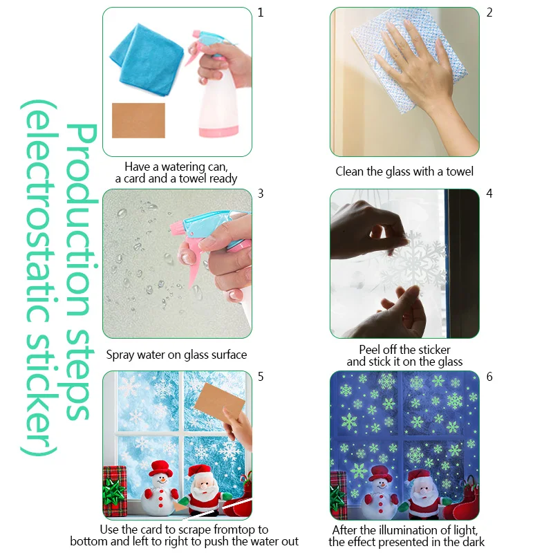 عيد الميلاد مضيئة ندفة الثلج نافذة ملصق عيد ميلاد سعيد الديكور للمنزل عيد الميلاد PVC الثلج ملصقات جدار صائق السنة الجديدة