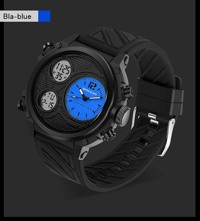 

Sanda 3002 New Sports Watch for Male Students with Nightlight Waterproof Tactics and Youth Dual Display Electronic Watch