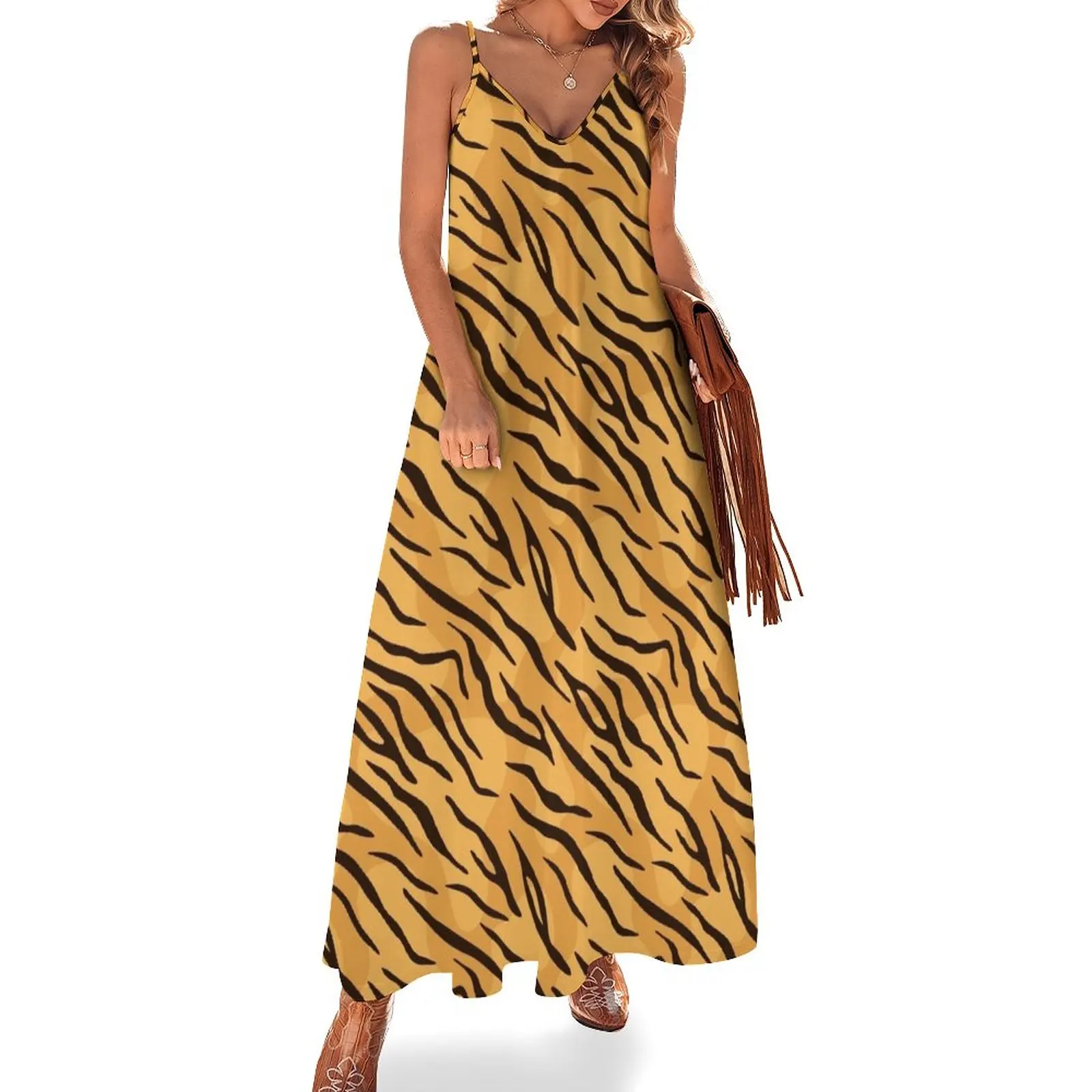

Wild Safari Animal Print Patterns - Tiger Stripes Pattern / Tiger Print Sleeveless Dress long sleeve dresses women dress Dress