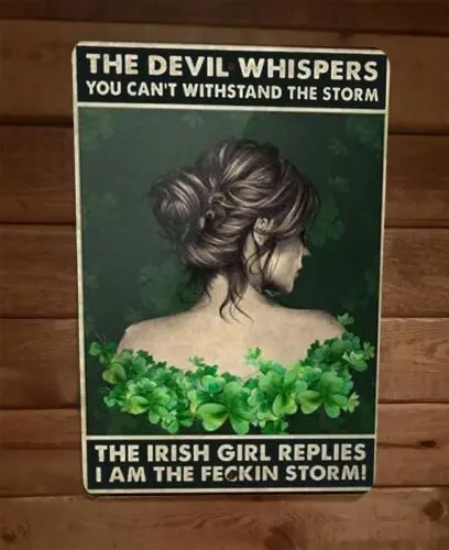1a,Irish Girl Feckin Devil Quote 8x12 Metal Wall Sign Poster