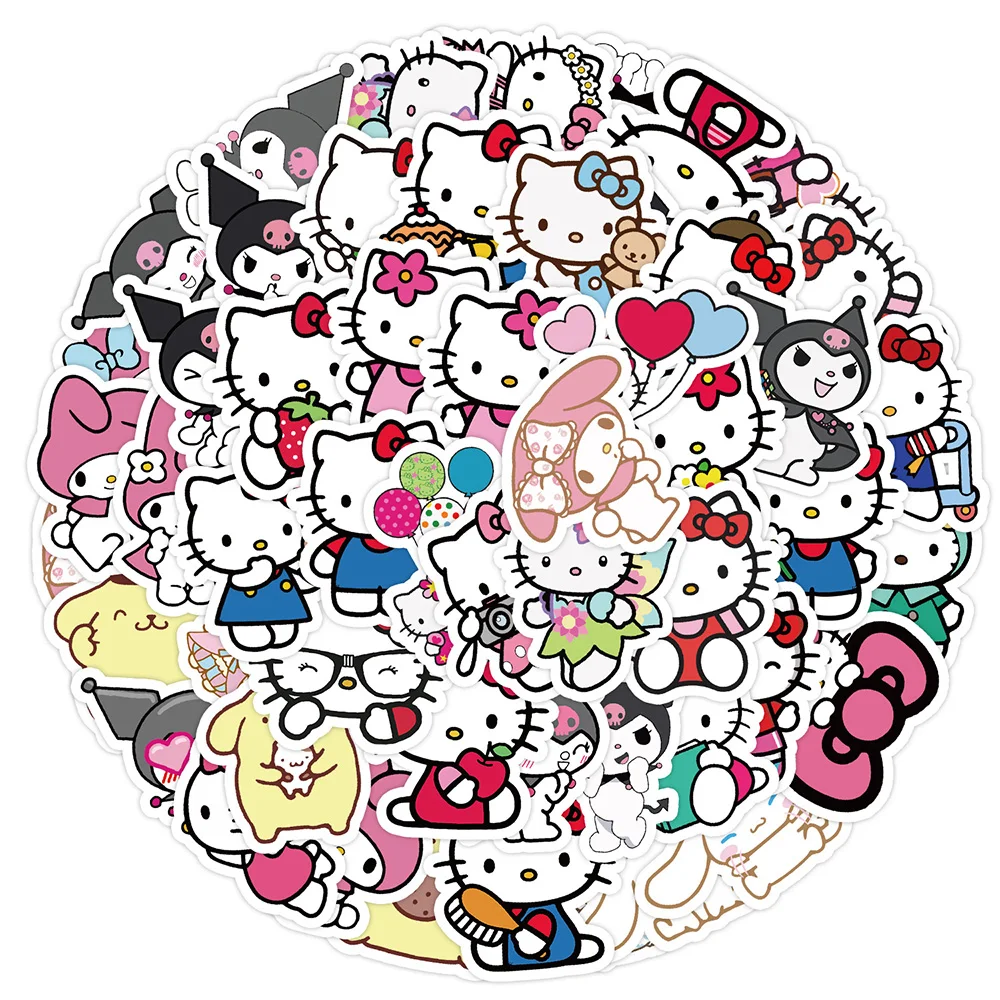 

10/30/50pcs Kawaii Sanrio Stickers Aesthetic Hello Kitty My Melody Kuromi Cartoon Decals DIY Stationery Phone Cute Kids Sticker