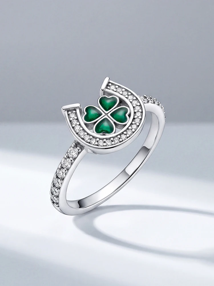 925 Sterling Silber Mode U-Form Kleeblatt Zirkon Ring für Frauen Jahrestag Verlobung Luxus Hochwertiger Schmuck Geschenk