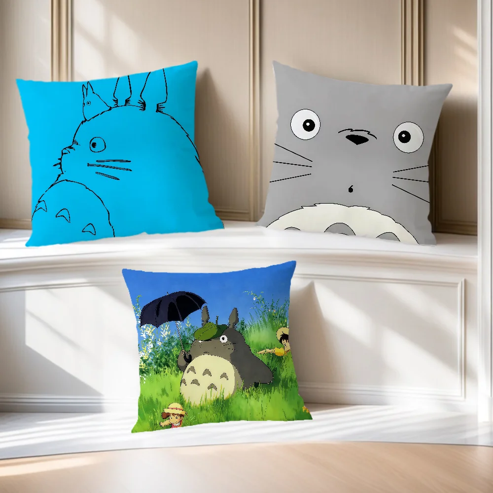 Cómoda y suave T-TotoroS, bonita funda de almohada Kawaii para película, sofá, sala de estar, hogar, anime, decoración de oficina, fundas protectoras