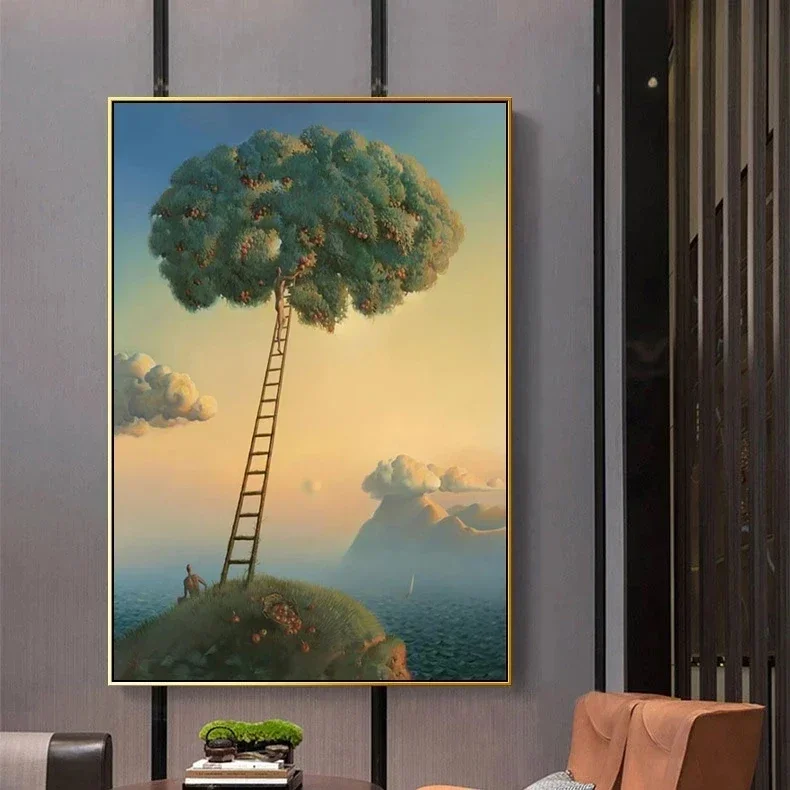 Abstrakte Landschaftsausstellungsserie, surrealistisches Leinwandgemälde, Wandkunst, Poster und gedrucktes Wohnbild, Schlafzimmer, Dekoration, Geschenk