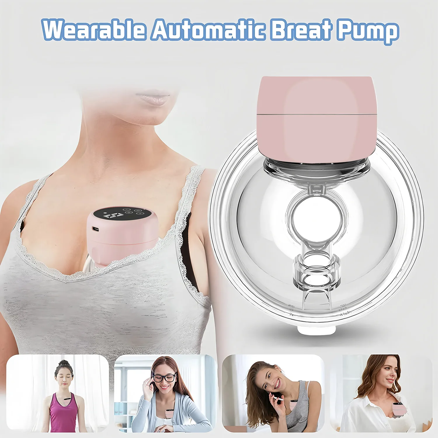 amzwn 1Pcs Smart Electric Breast Pumps Portable Hands Free Wearable Breast Pump Comfort Breast Milk Extractor Collector