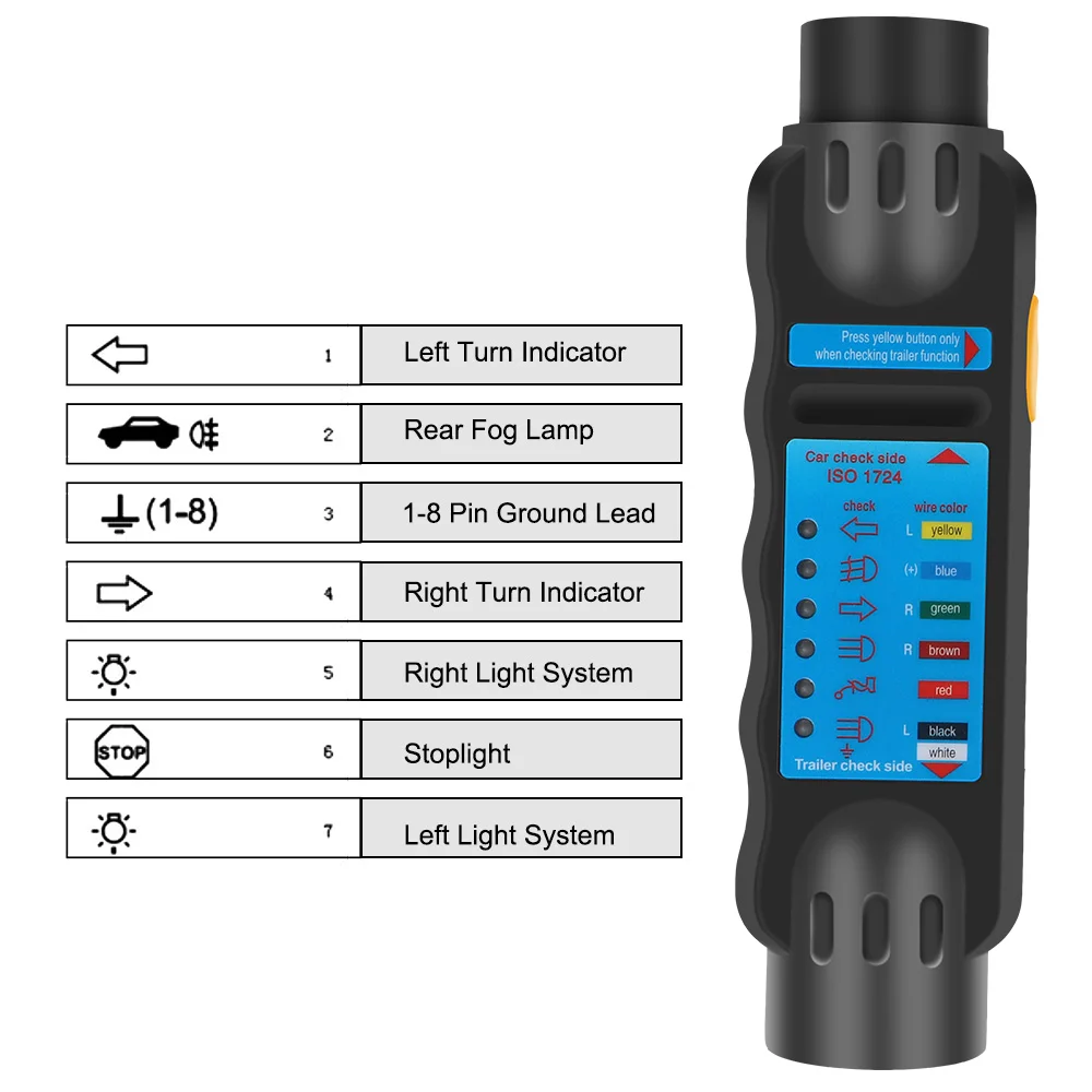 7pin 13Pin Adapter Socket 12V Trailer Tester Wiring Circuit Light Test Car Taillights Turn Signals Illumination Diagnostic Tools