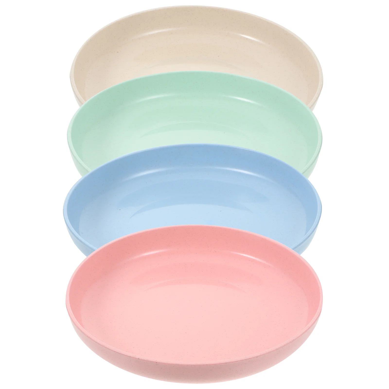 

4 Pcs Straw Plate Food Dish Trays Home Plates Polypropylene (pp) Round Serving Dinner Child Kids