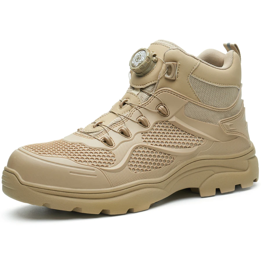 Rotary Buckle Work Boots Safety Steel Toe Shoes Men Breathable Safety Shoes Brand Indestructible Shoes Puncture-Proof work Shoes