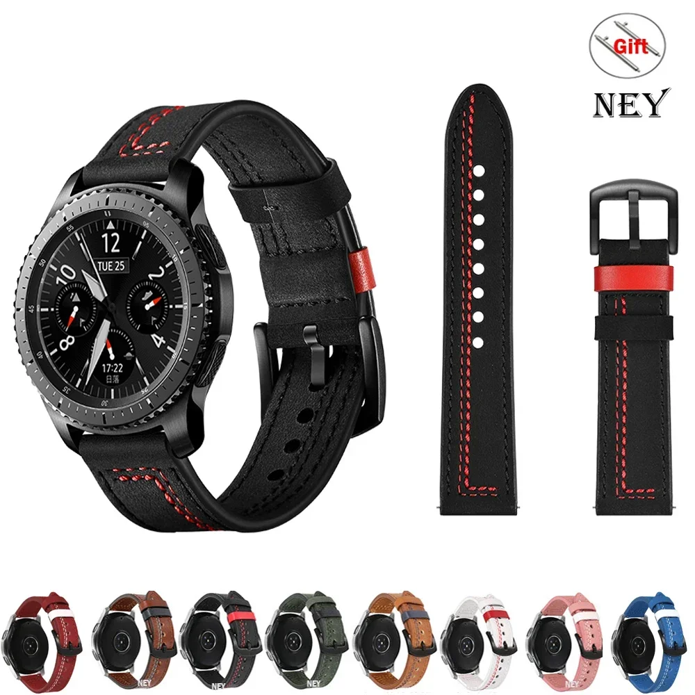 Leather band for Samsung Galaxy watch 6 strap 6classic/5/pro/4/Active 2 20mm 22mm bracelet Huawei Watch GT 2/2e/3/pro watchbands image 3