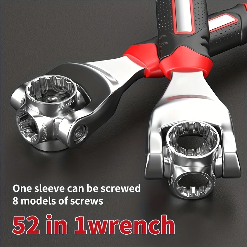 

A 52-in-1 universal socket wrench, universal adjustable double-ended wrench tool with a flexible 360-degree rotating head and ru