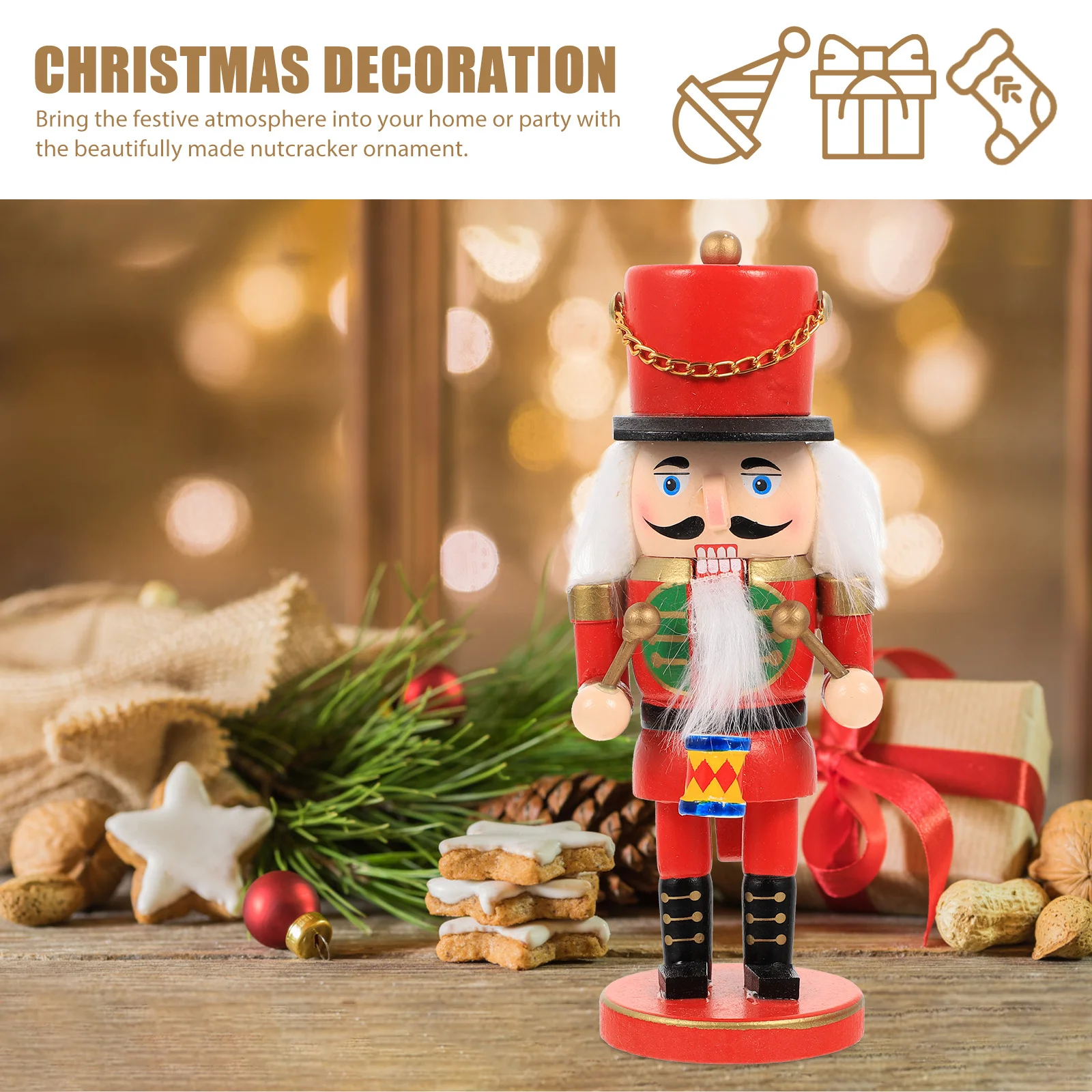 خشبية عيد الميلاد كسارة البندق زخرفة الحرفية عيد الميلاد تمثال تقليدي سطح المكتب ديكور عطلة الديكور خمر نافذة المنزل الطرف #1