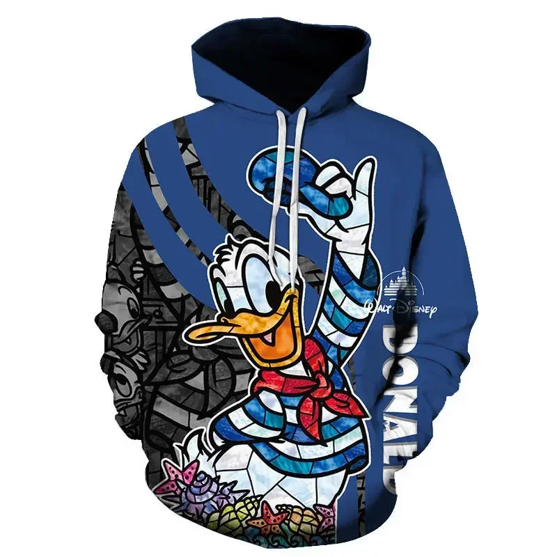 Disney Cartoon Children's Hoodie 3D Printed Donald Duck Pattern Sweatshirt Cute Mickey Mouse Fashion Street Casual Men's Hoodie