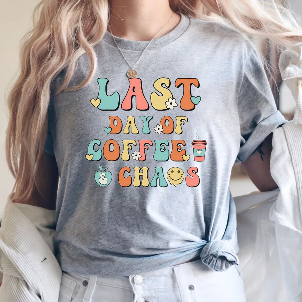 Last Day of School Teacher Shirt End of Year Teacher Gift Printed T Shirt for Women Summer Cotton Lady Tops Y2k O Neck T Clothes