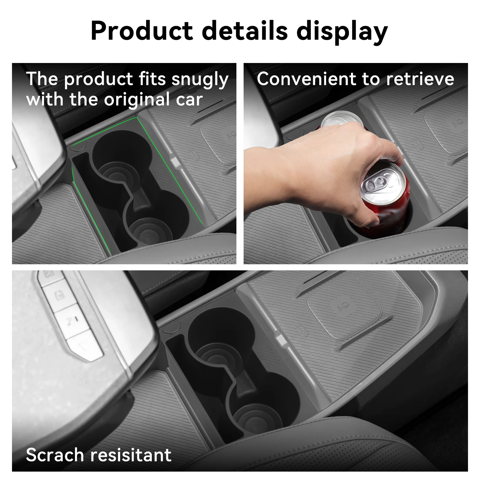 Smabee for Kia EV3 EV4 2024-2026 Center Console Water Cup Holder Shock-Absorbing Storage Tray TPE Car Interior Accessories Black