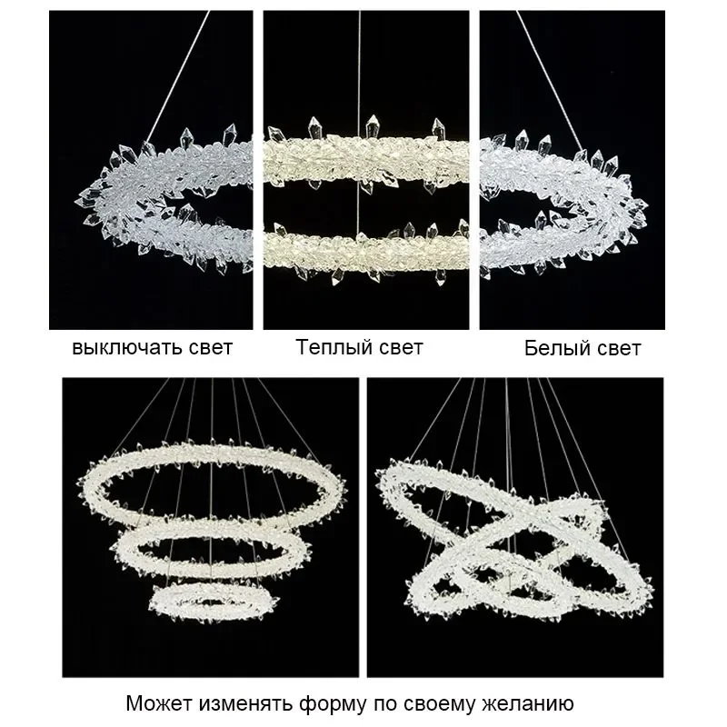 Imagem -04 - Modern Crystal Chandelier For Living Room Lâmpada Led Kitchen Chandeliers Dining Room Pendant Light Home Decor