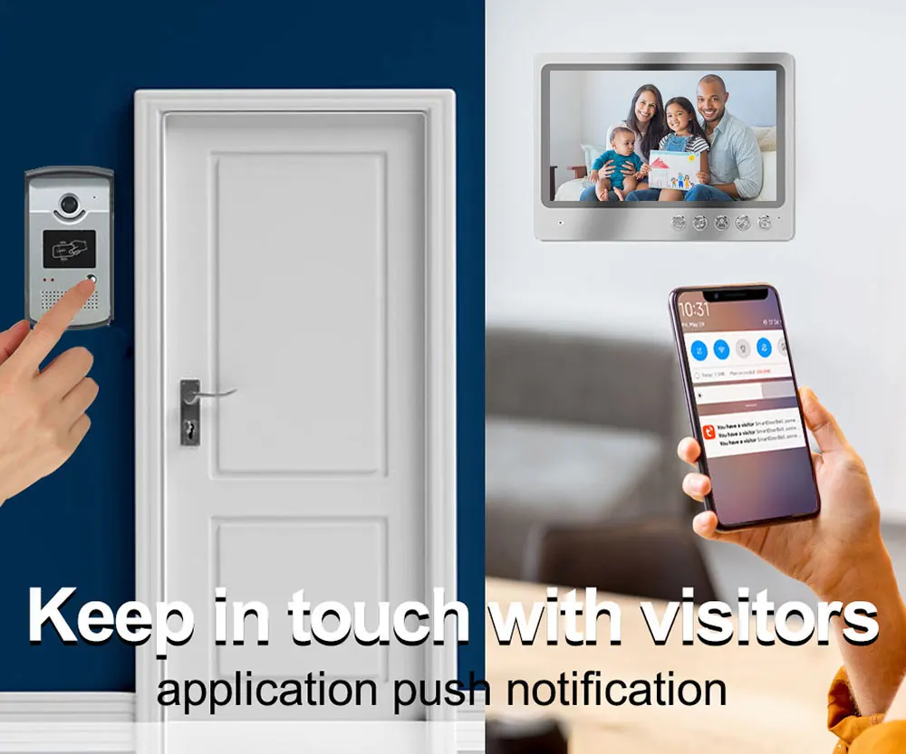 Умный видеодомофон Tuya, беспроводная Wi-Fi система связи 9 дюймов с RFID, водонепроницаемая уличная камера, дистанционное разблокирование дома