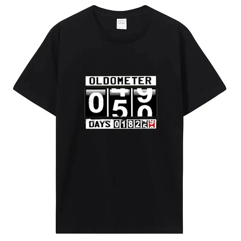 Oldometer 50 Years Old Men\'s T-shirt Funny Gag 50th Birthday Fifty Years 18250 Days Age Odometer Men\'s Tee CottonT Shirt 42851