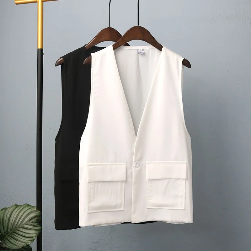 

plus Size Casual Thin Loose Slimming Mid-Length Vest Versatile Women's Outerwear Summer Faionable Color V-Ne-Bu...