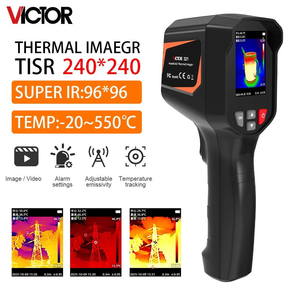 VICTOR TISR 240x240 Thermal Imaging Camera Handheld Thermal Imager -4°F to1022°F Temp Range for Electrical Test HVAC Repair