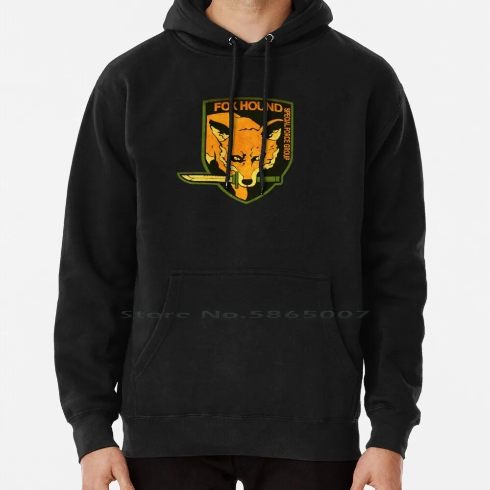 ° Metal Gear Solid ° Fox Hound Rust Logo Hoodie Sweater 6xl Cotton Manga Japan Geek Video Games Foxhound Old School Mg Metal